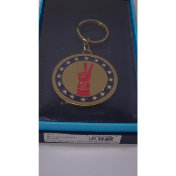 Jonathan Adler Patriot Brass Enamel Star Peace Fob NIB 38 VINTAGE RARE FIND - Picture 2 of 4